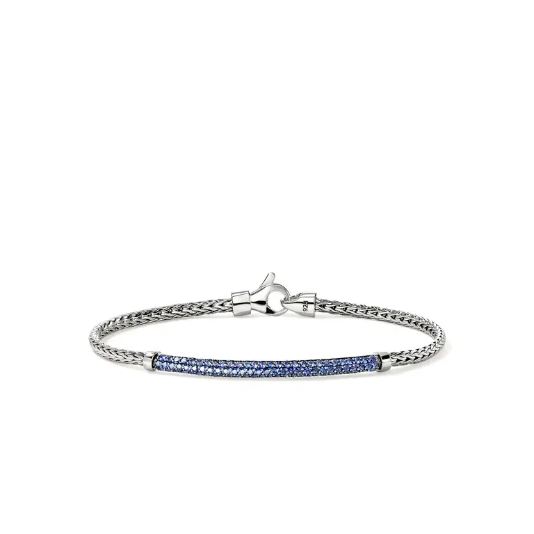 John Hardy Bracelet Essentials argent pavé saphirs bleus