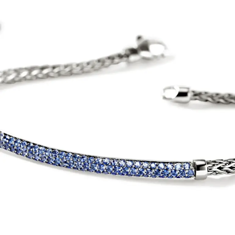 John Hardy Bracelet Essentials argent pavé saphirs bleus