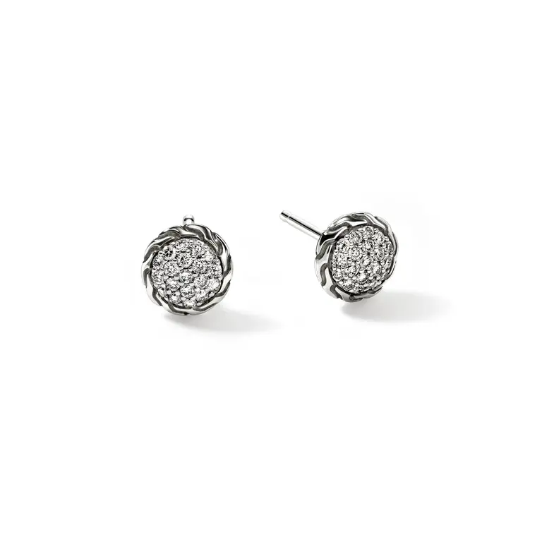 John Hardy Boucles d'oreilles Argent pavé diamants 0,19ct