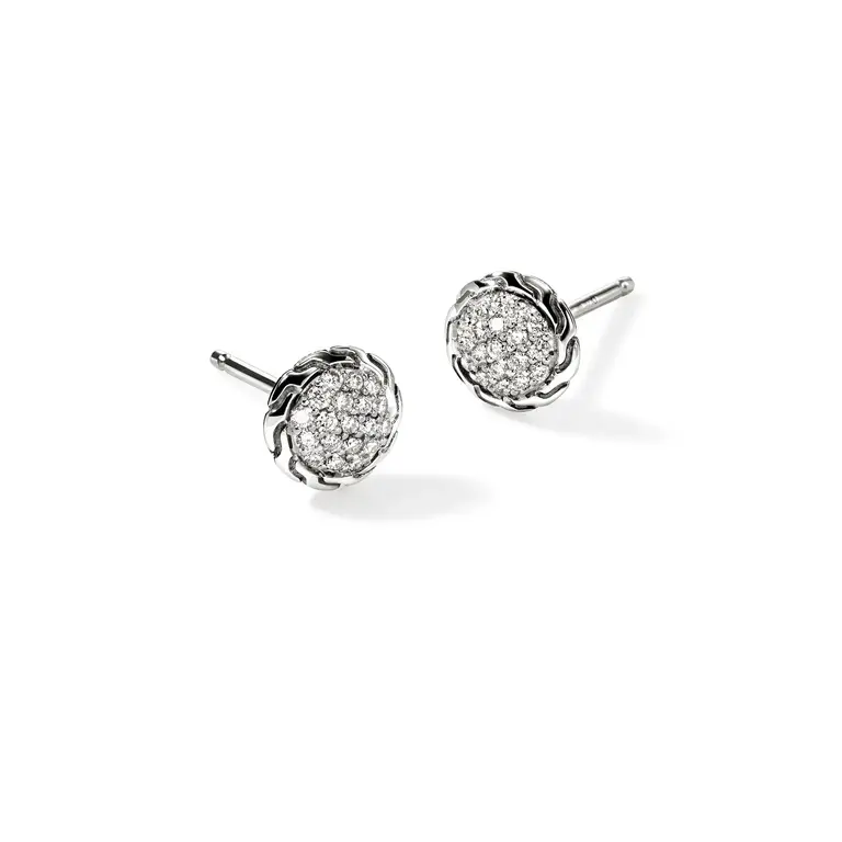 John Hardy BO clous Argent pavé diamants 0,19ct