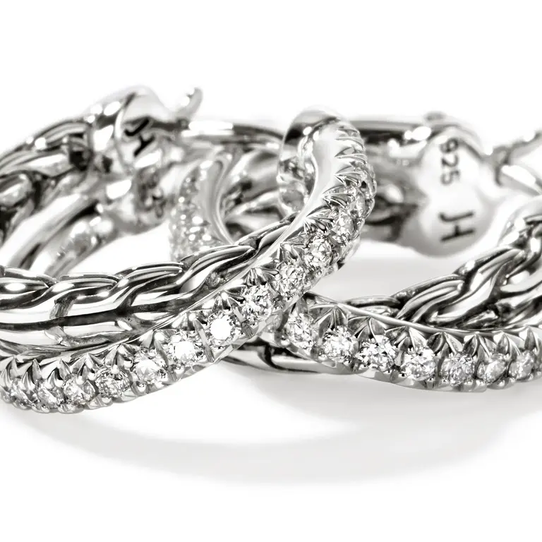 John Hardy Anneaux JH Essential Crossover pavé diamants 0.27ct