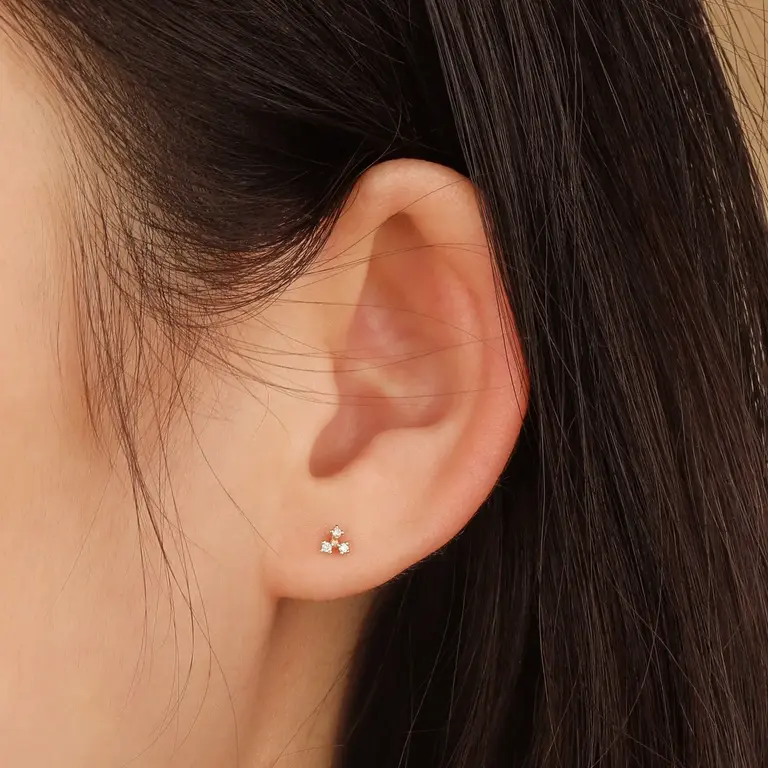 Aurelie Gi Boucles d'oreilles CLOVER 14K & diamant