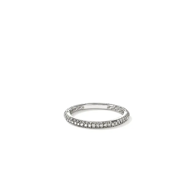John Hardy Bague JH Essential argent sterling pavé diamants 0.19ct