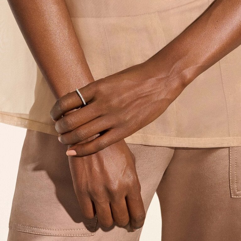 John Hardy Bague JH Essential argent sterling pavé diamants 0.19ct