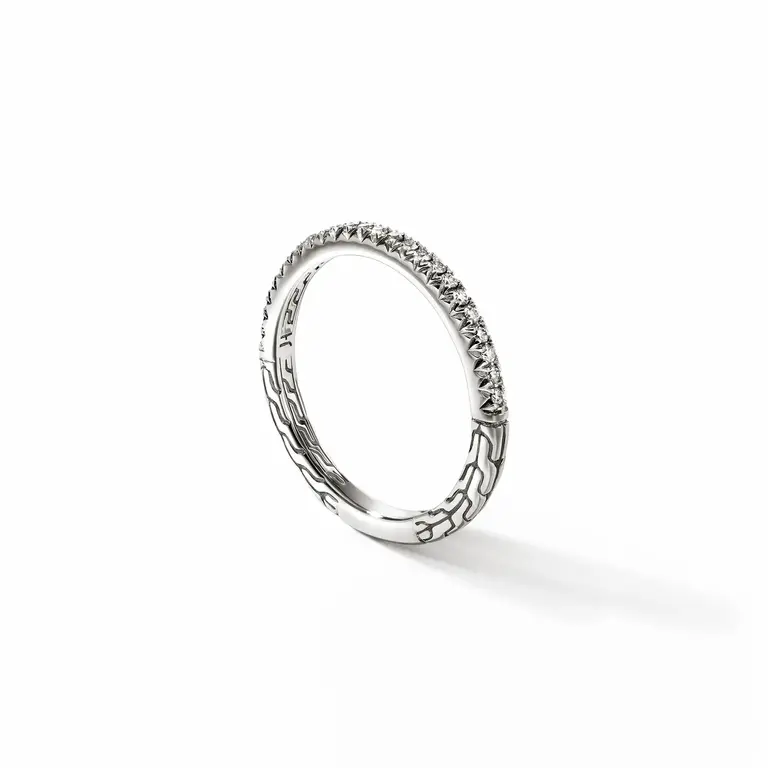 John Hardy Bague JH Essential argent sterling pavé diamants 0.19ct