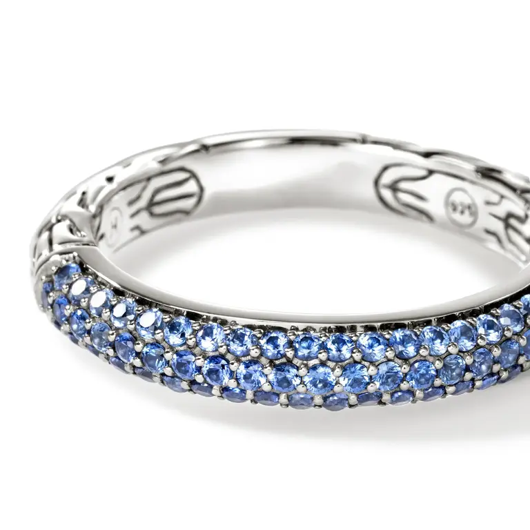 John Hardy Bague JH Essential argent pavé saphirs bleus