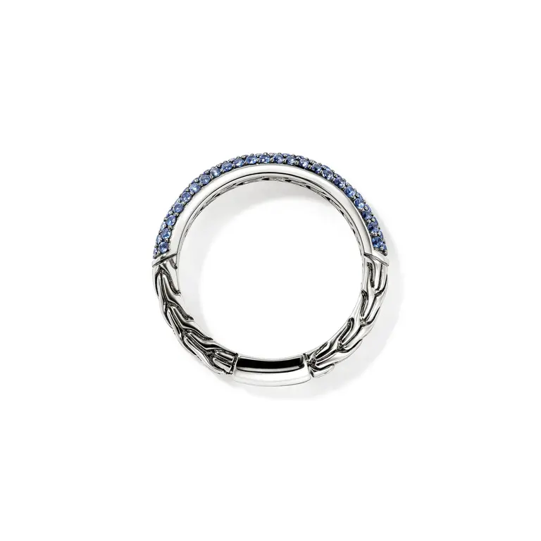 John Hardy Bague JH Essential argent pavé saphirs bleus