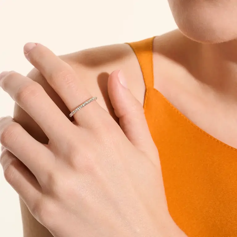 John Hardy Bague JH Essential Or 14k pavé diamants 0.24ct