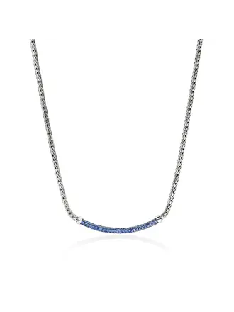 John Hardy Collier argent pavé saphirs bleus