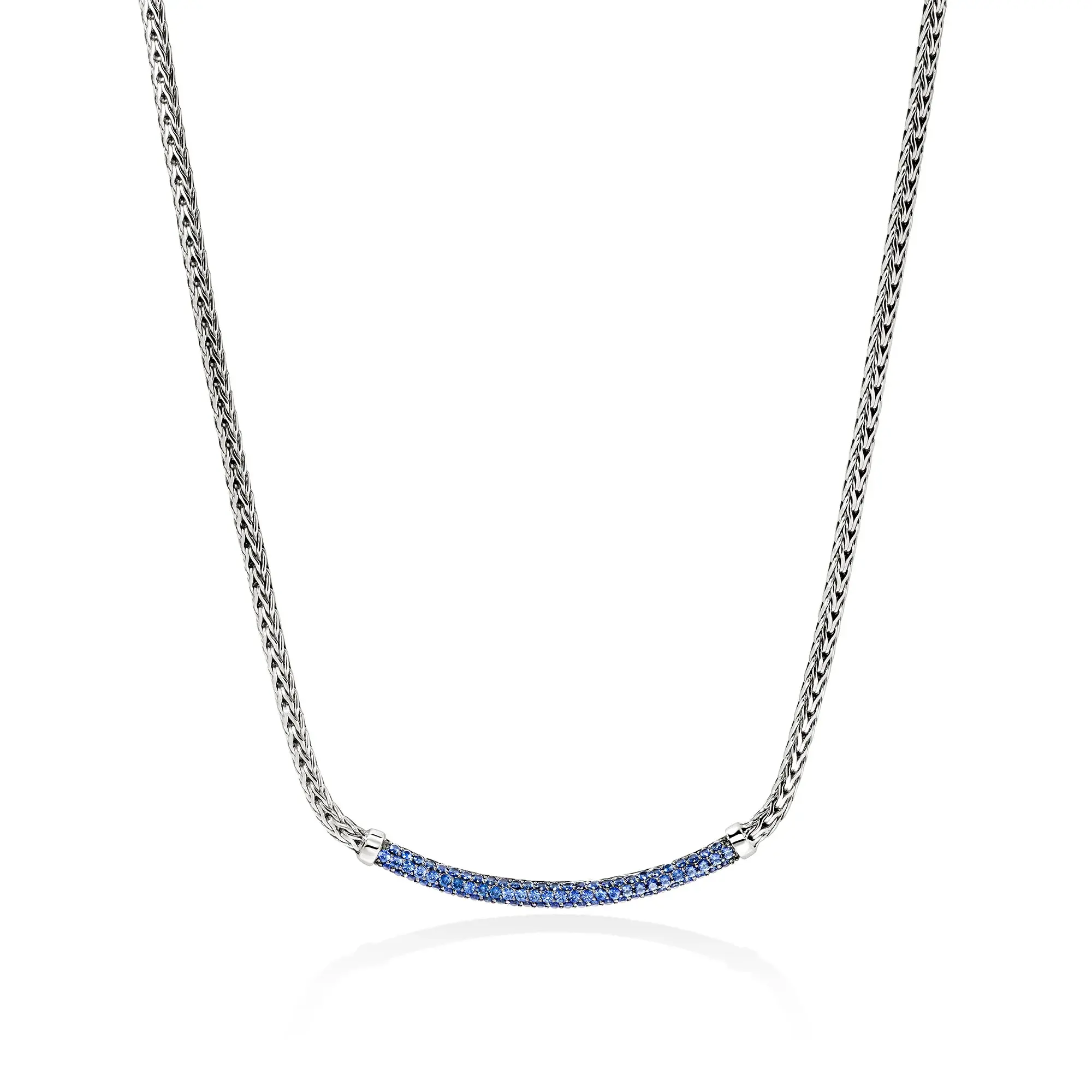 Collier pavé saphirs bleus arg. 16-18po 2.5mm