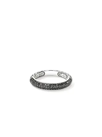 John Hardy Bague argent JH Essential pavé saphirs noir
