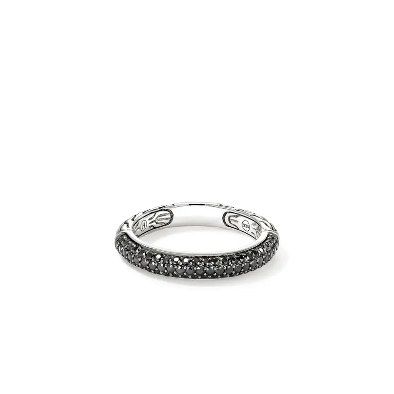 John Hardy Bague argent JH Essential pavé saphirs noir