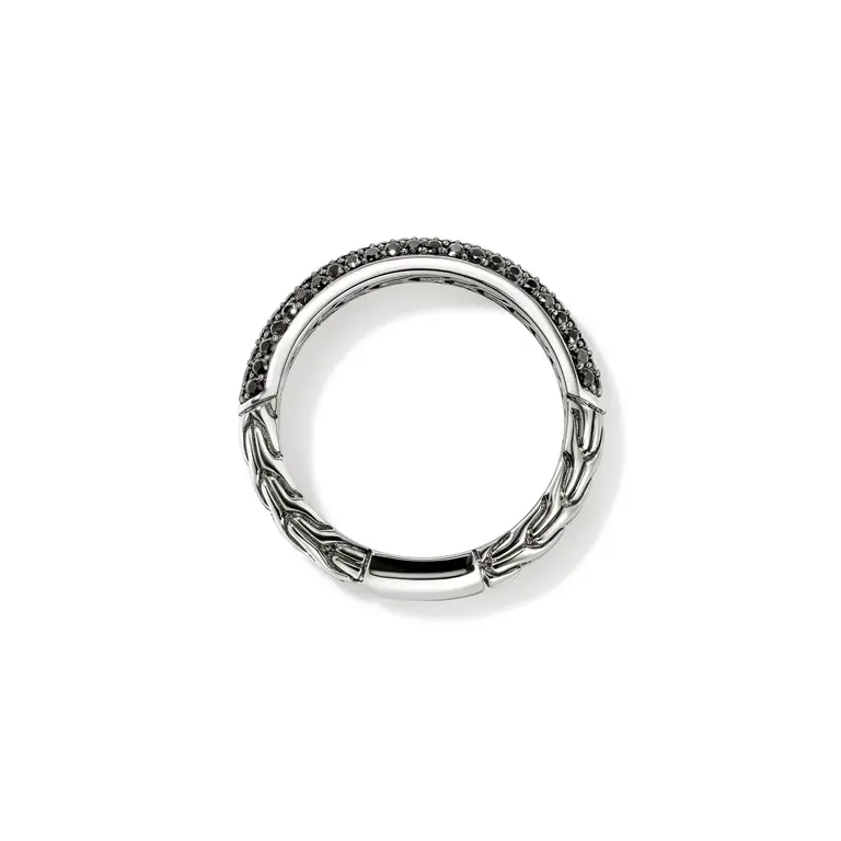 John Hardy Bague argent JH Essential pavé saphirs noir