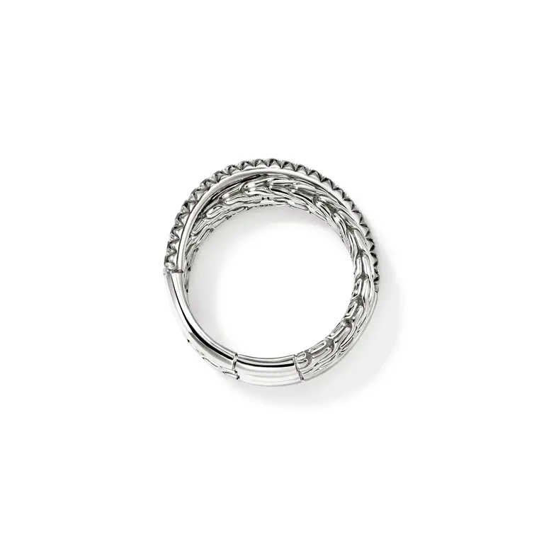 John Hardy Bague Crossover argent & saphirs noirs