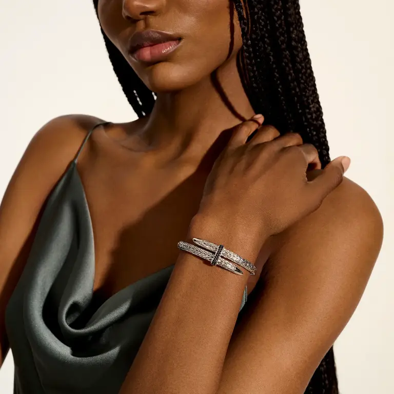 John Hardy Bracelet Spear Flex argent & saphirs noirs