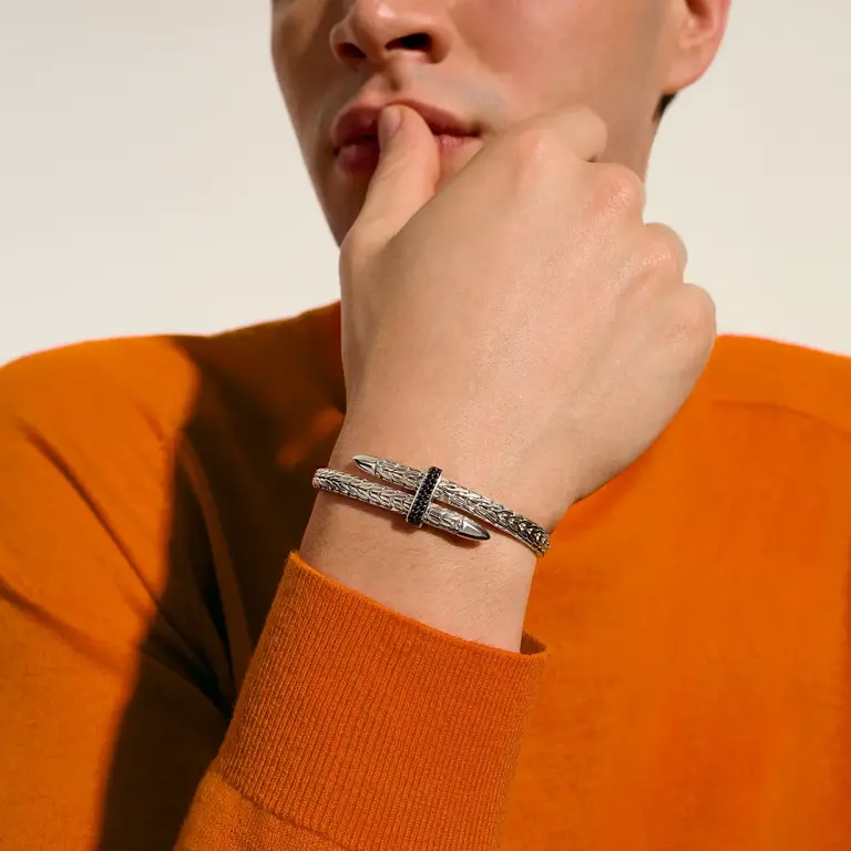 John Hardy Bracelet Spear Flex argent & saphirs noirs