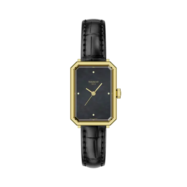 Tissot Montre Tissot SRV Rectangle Nacre Cuir Noir