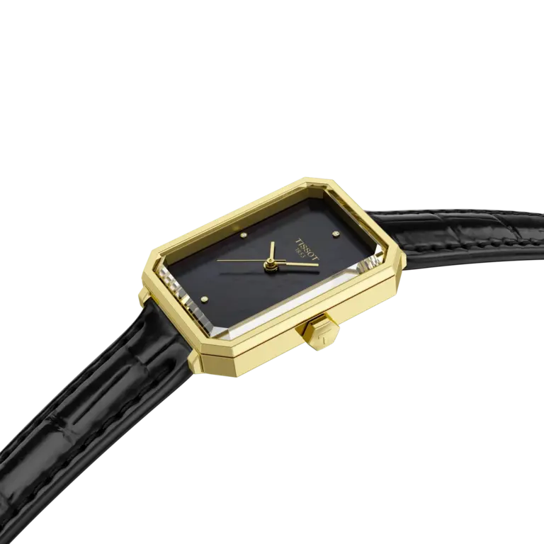 Tissot Montre Tissot SRV Rectangle Nacre Cuir Noir