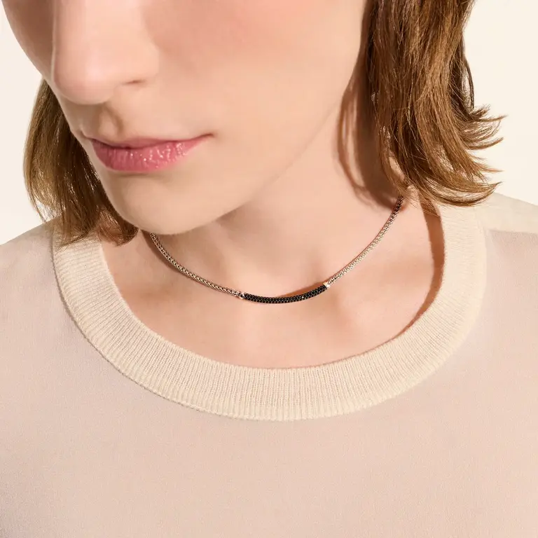 John Hardy Collier JH Essential pavé saphirs noirs