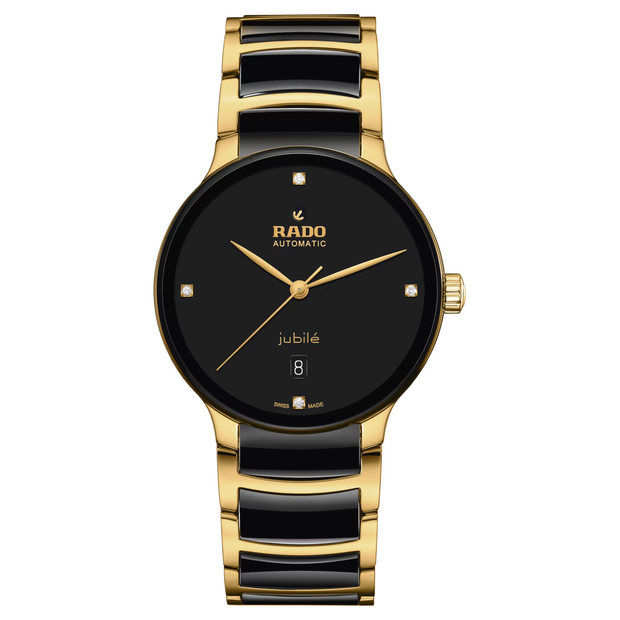 Centrix aut. dia. acier PVD or et cer. noire 39.5mm