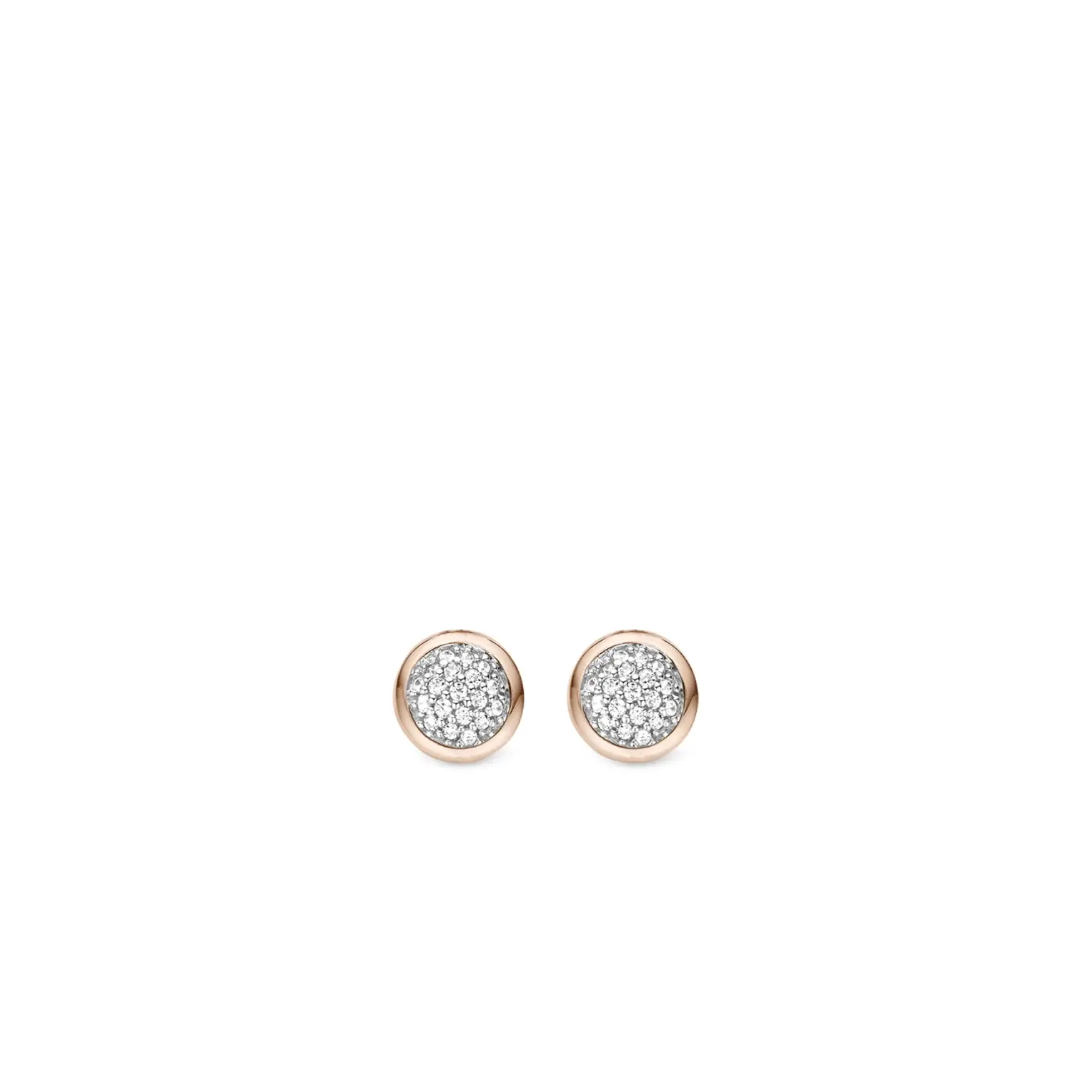 Boucles d'oreille or rose et argent cz