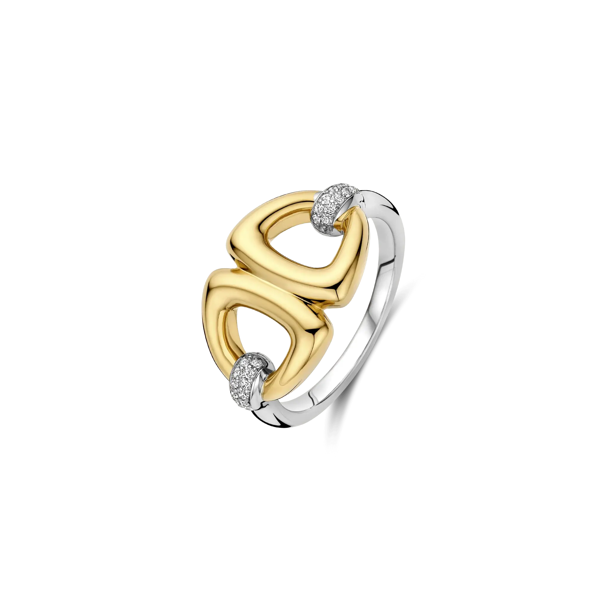Bague 2T avec cz forme géo.
