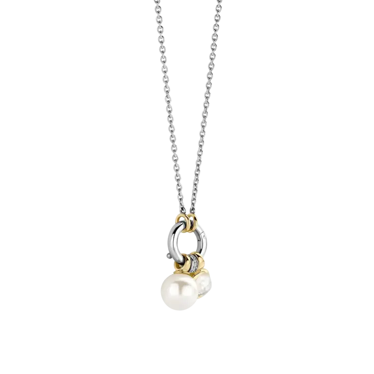 Ti Sento Milano Collier argent plaqué or/perle