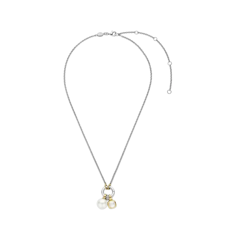 Ti Sento Milano Collier argent plaqué or/perle
