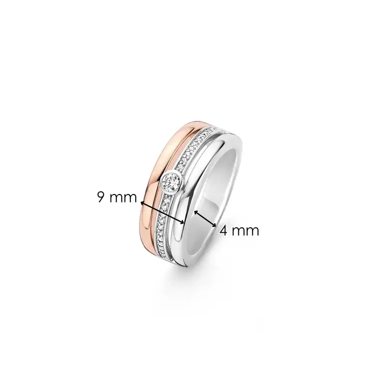 Ti Sento Milano Bague 2 tons argent/plaqué or rose