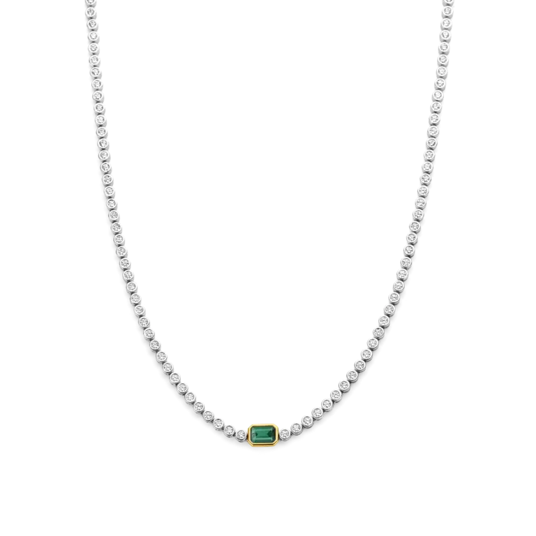 Ti Sento Milano Collier Tennis Argent/Zircon vert