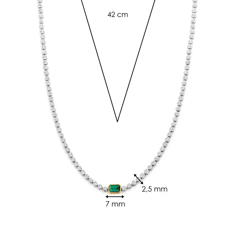 Ti Sento Milano Collier Tennis Argent/Zircon vert