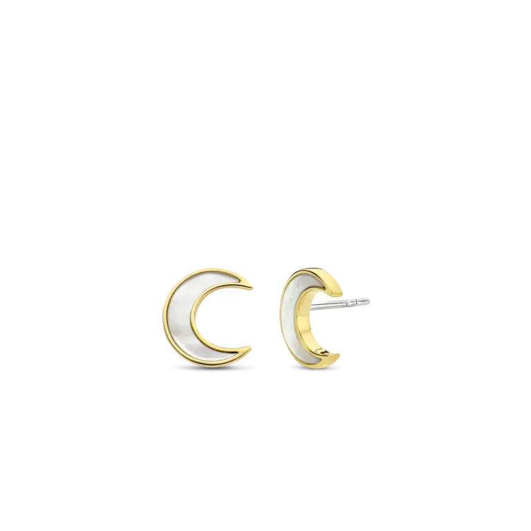 Ti Sento Milano Boucles d'oreilles Lune plaqué or/nacre