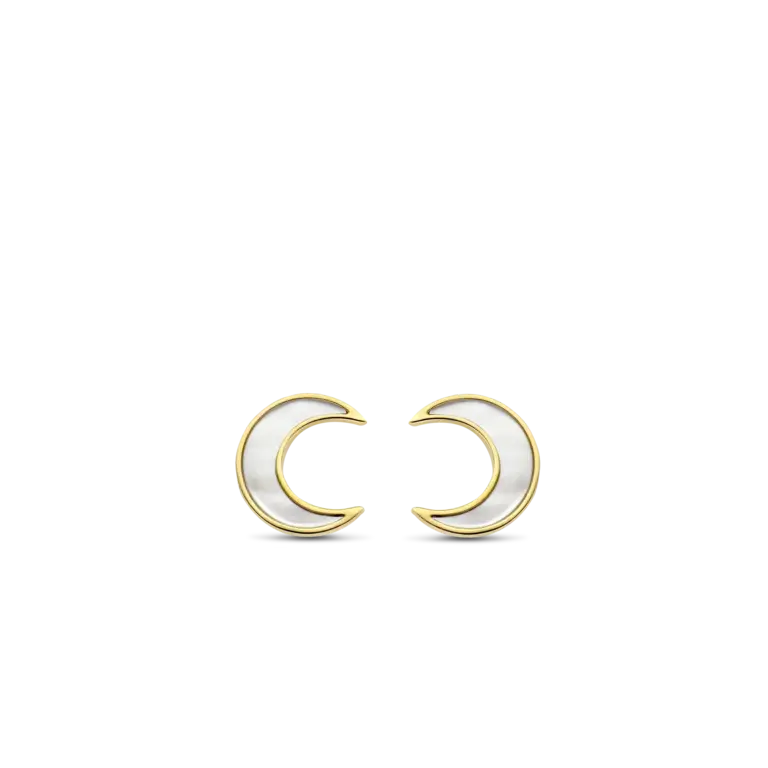 Ti Sento Milano Boucles d'oreilles Lune plaqué or/nacre