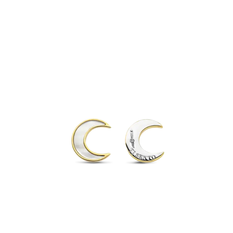 Ti Sento Milano Boucles d'oreilles Lune plaqué or/nacre
