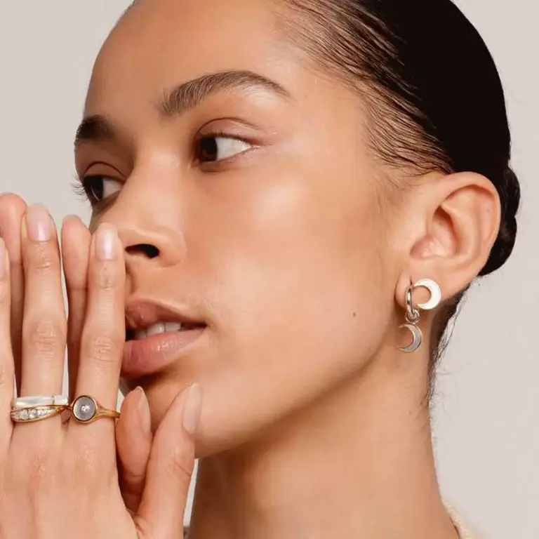 Ti Sento Milano Boucles d'oreilles Lune plaqué or/nacre