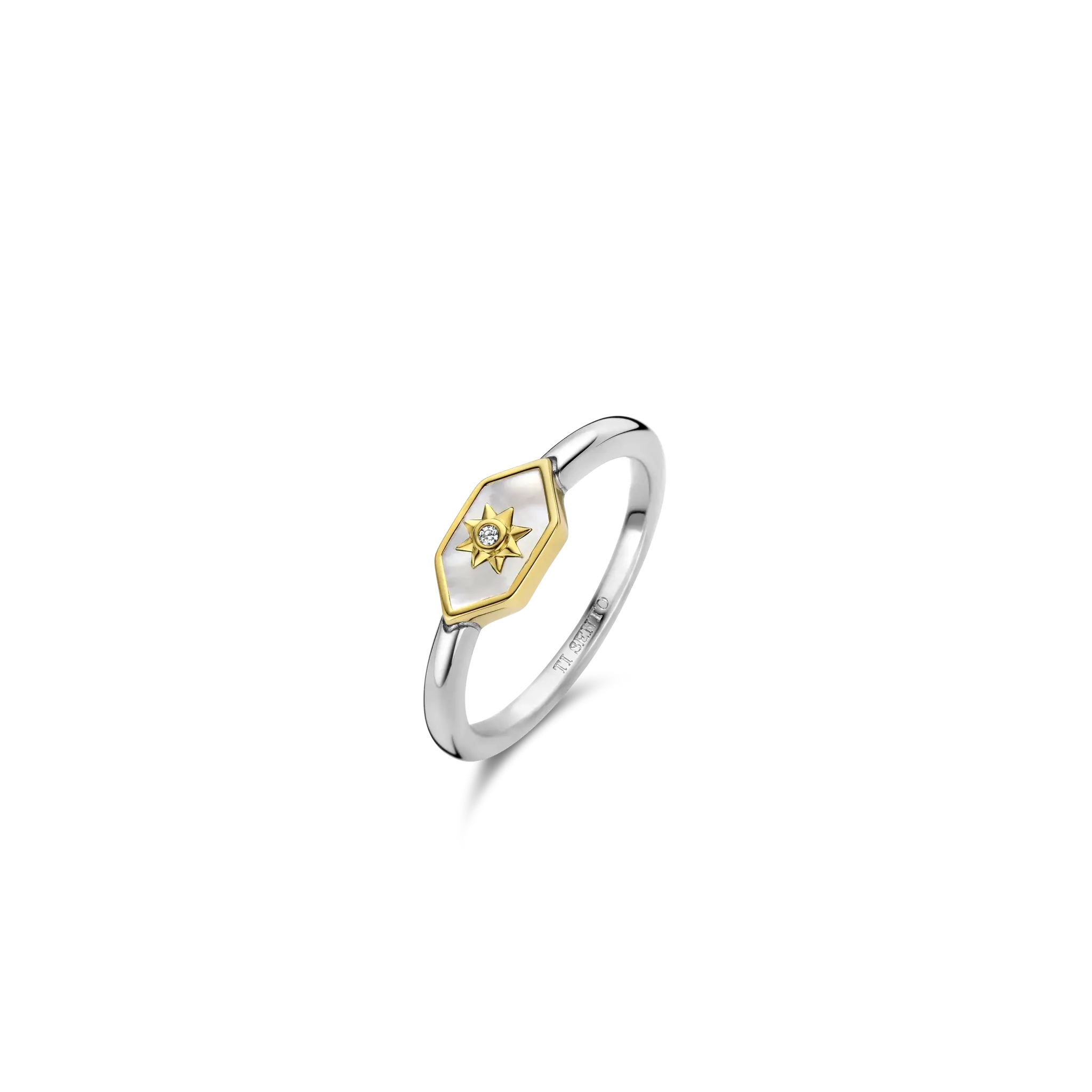 Bague arg plaqué or nacre