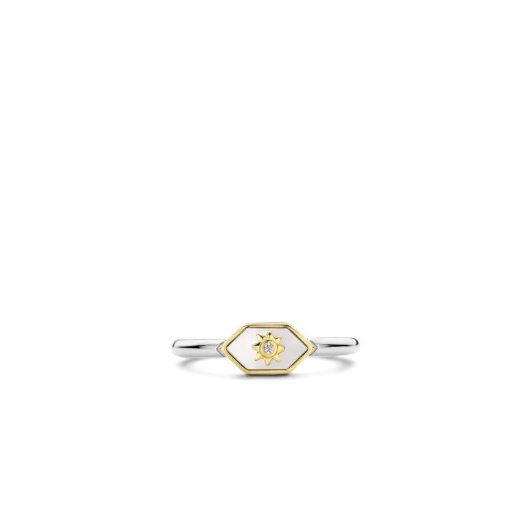 Ti Sento Milano Bague argent plaqué or nacre