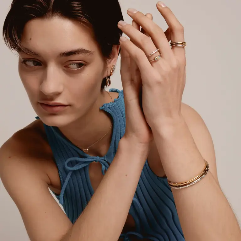 Ti Sento Milano Bague argent plaqué or nacre