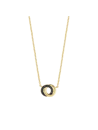 Ti Sento Milano Collier plaqué or zircones noirs