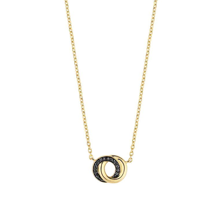 Ti Sento Milano Collier plaqué or zircones noirs
