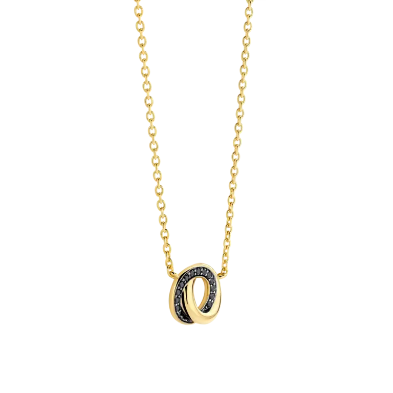 Ti Sento Milano Collier plaqué or zircones noirs
