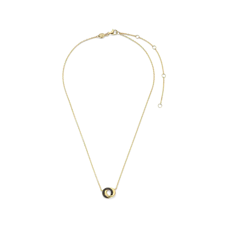 Ti Sento Milano Collier plaqué or zircones noirs