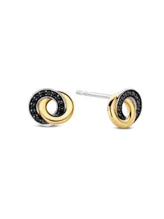 Ti Sento Milano Boucles d'oreilles 2 tons zirconas noirs