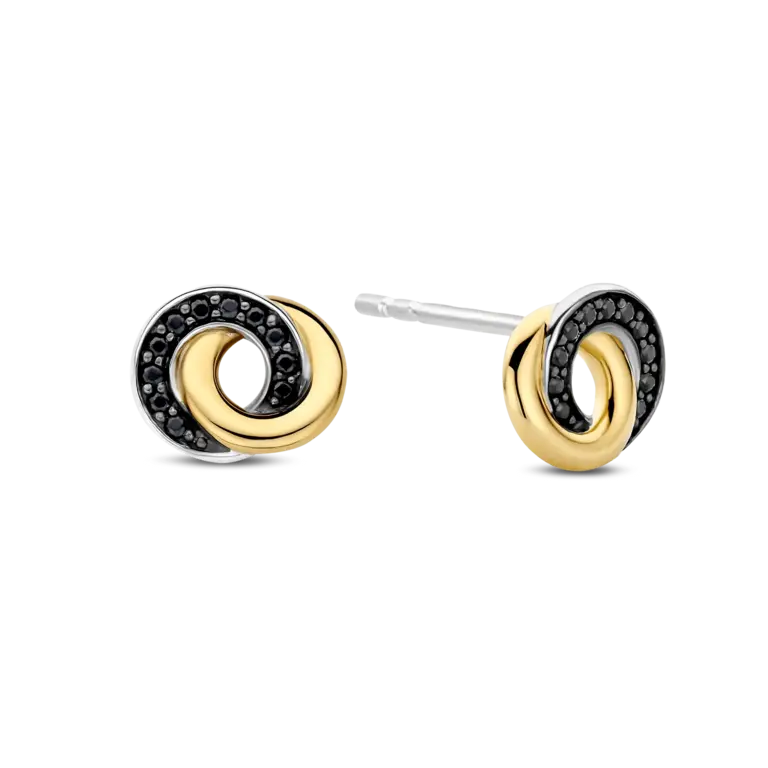 Ti Sento Milano Boucles d'oreilles 2 tons zirconas noirs