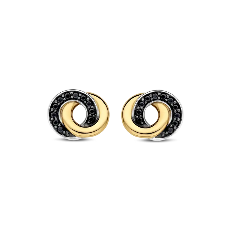 Ti Sento Milano Boucles d'oreilles 2 tons zirconas noirs