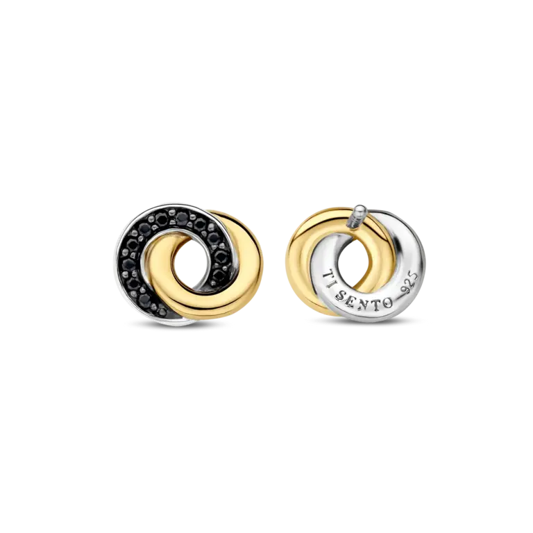 Ti Sento Milano Boucles d'oreilles 2 tons zirconas noirs