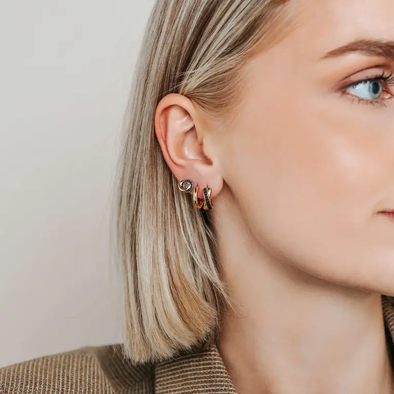 Ti Sento Milano Boucles d'oreilles 2 tons zirconas noirs