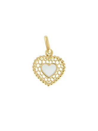 Gigi Clozeau Pendentif 18K Coeur Dentelle Blanc