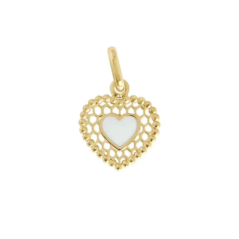 Gigi Clozeau Pendentif 18K Coeur Dentelle Blanc