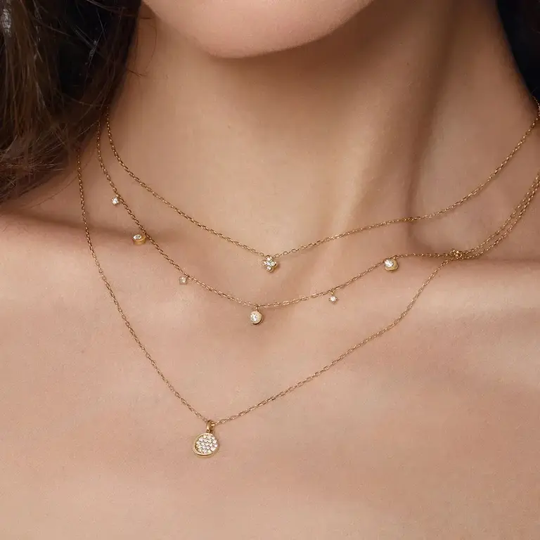 Aurelie Gi CARYS | Collier 14K Trèfle Diamant Laboratoire